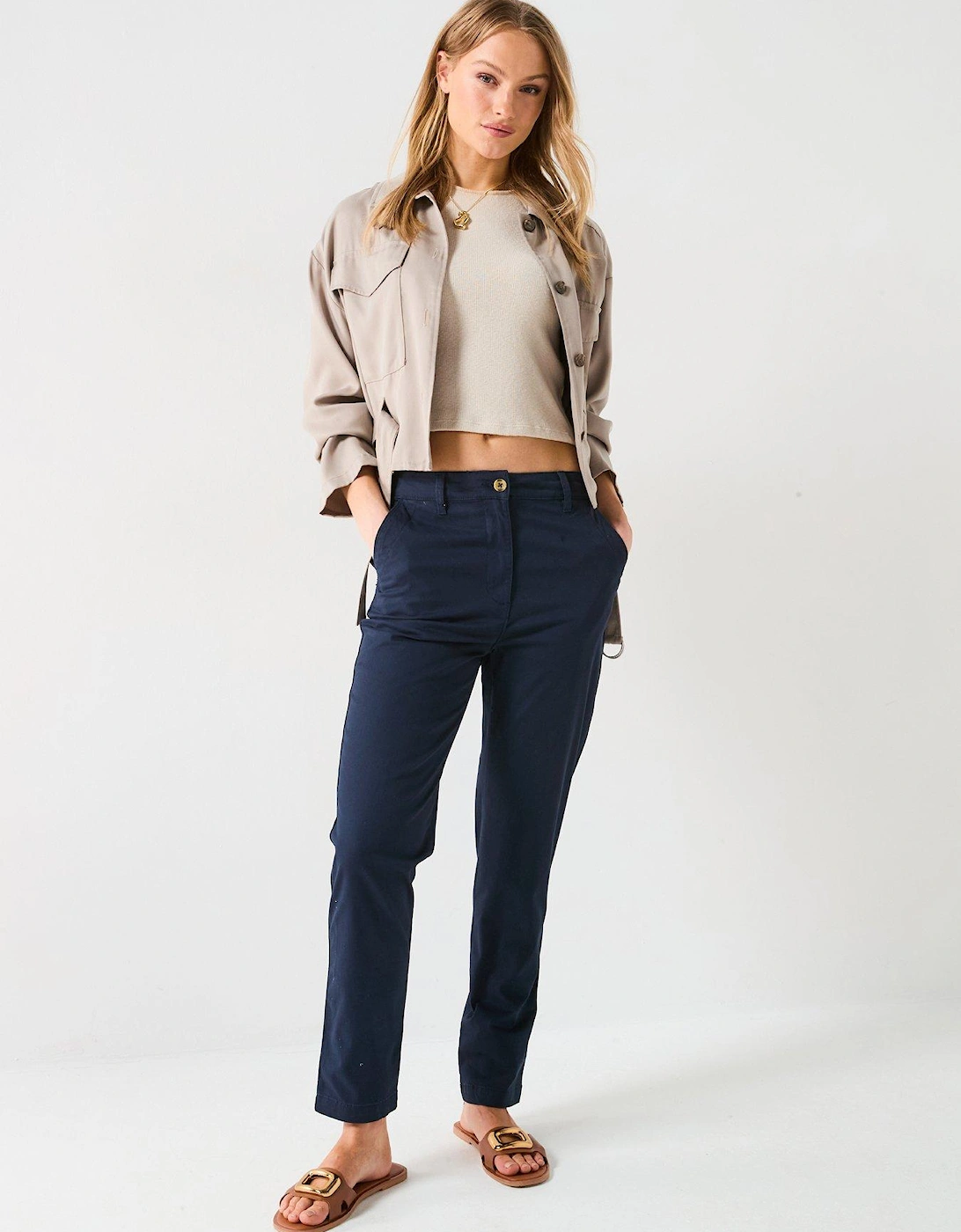 Girlfriend Chino Trousers - Navy