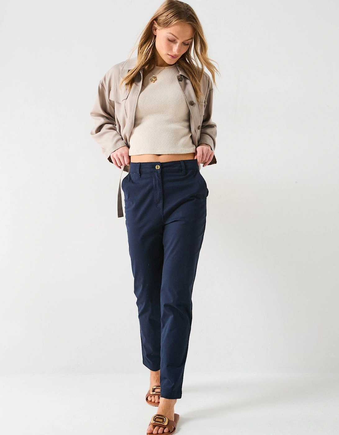 Girlfriend Chino Trousers - Navy