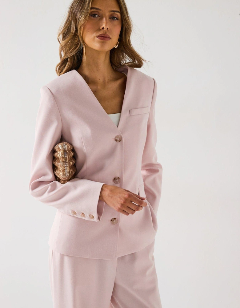 Collarless Tailored Jacket