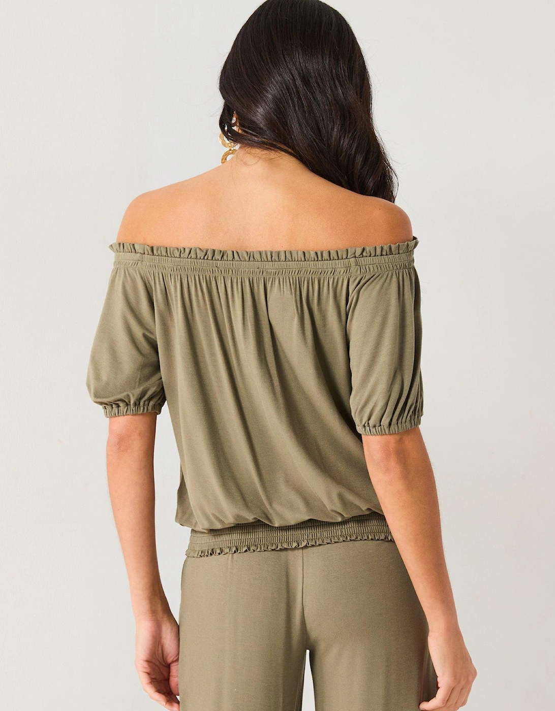Bardot Shirred Waist Top