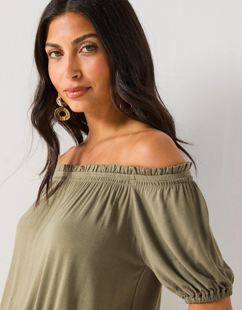 Bardot Shirred Waist Top