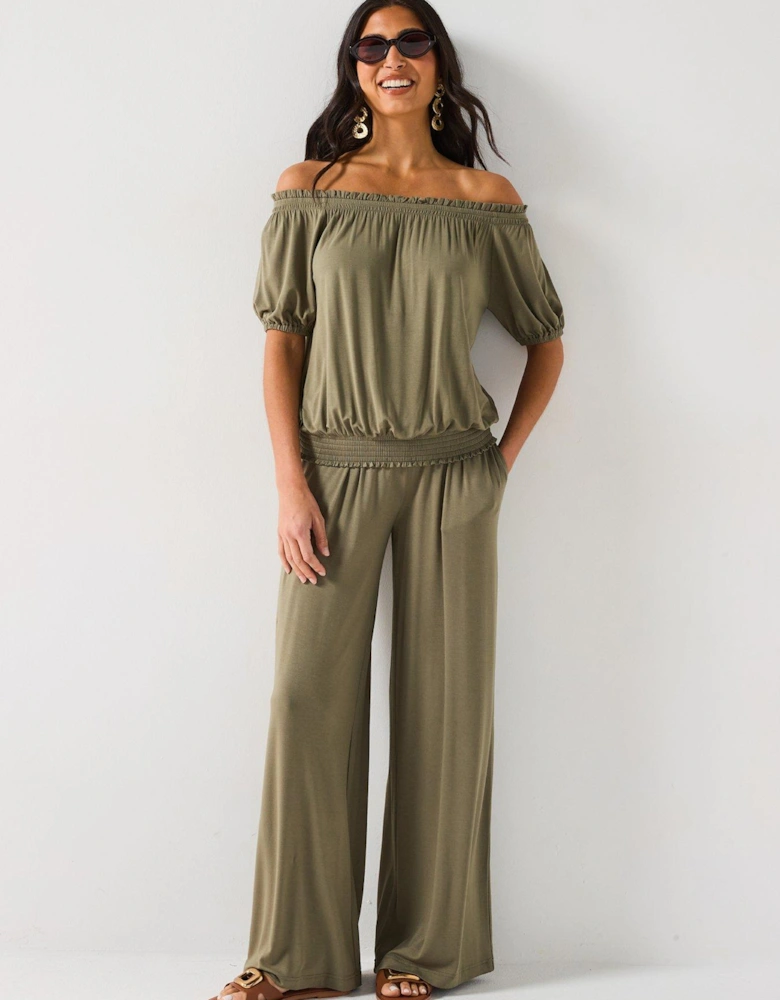 Bardot Shirred Waist Top