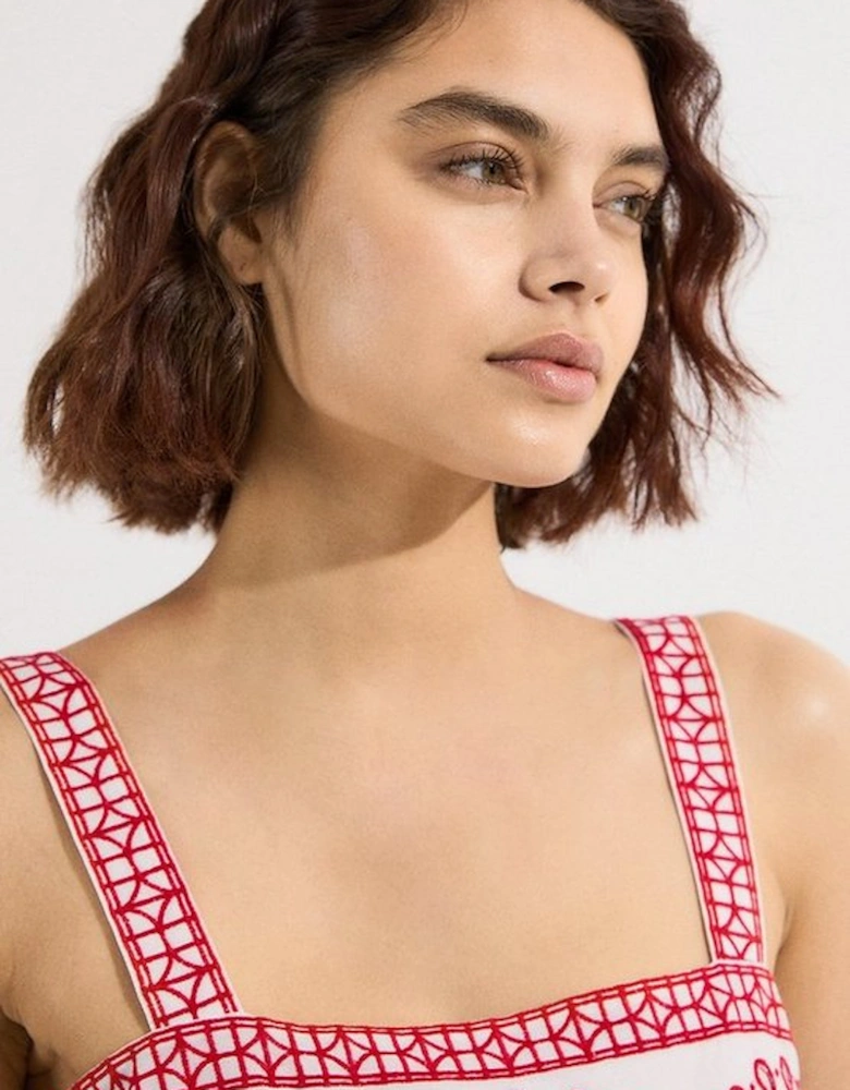 Floral & Geo Embroidered Mini Dress