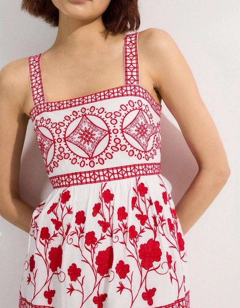 Floral & Geo Embroidered Mini Dress