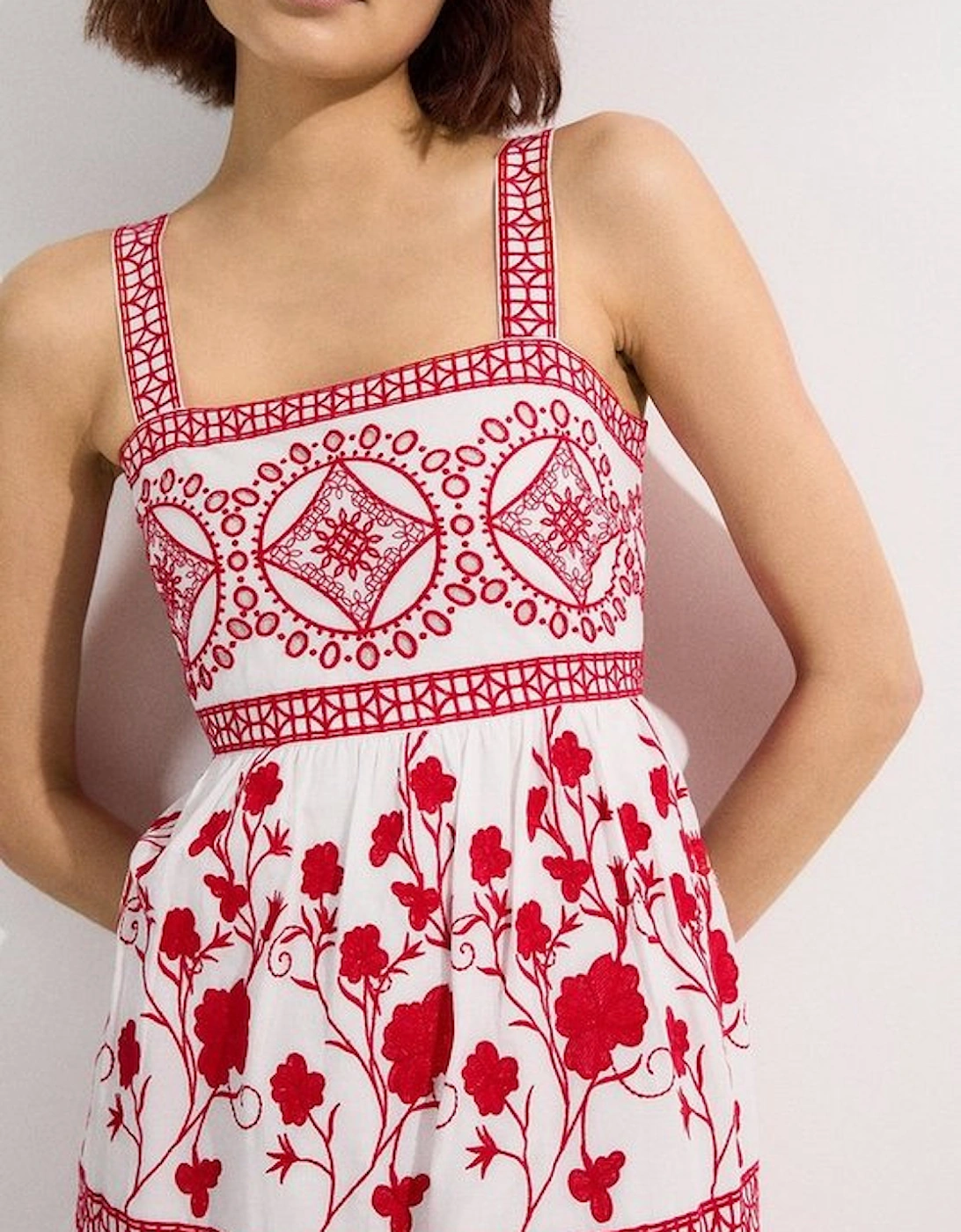 Floral & Geo Embroidered Mini Dress
