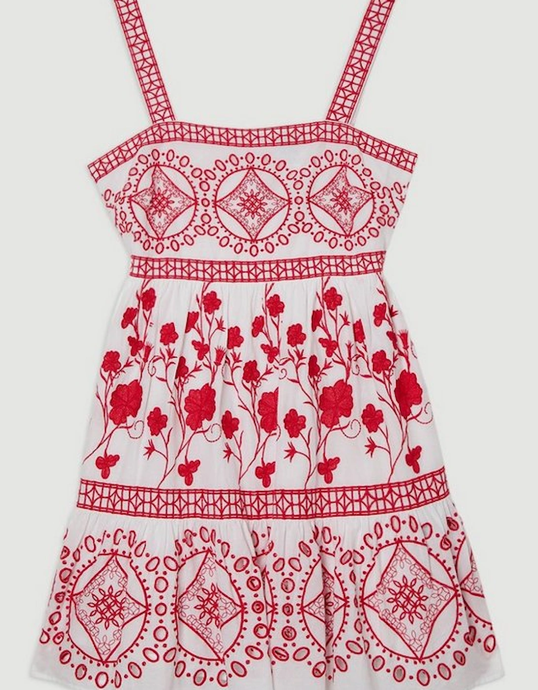 Floral & Geo Embroidered Mini Dress