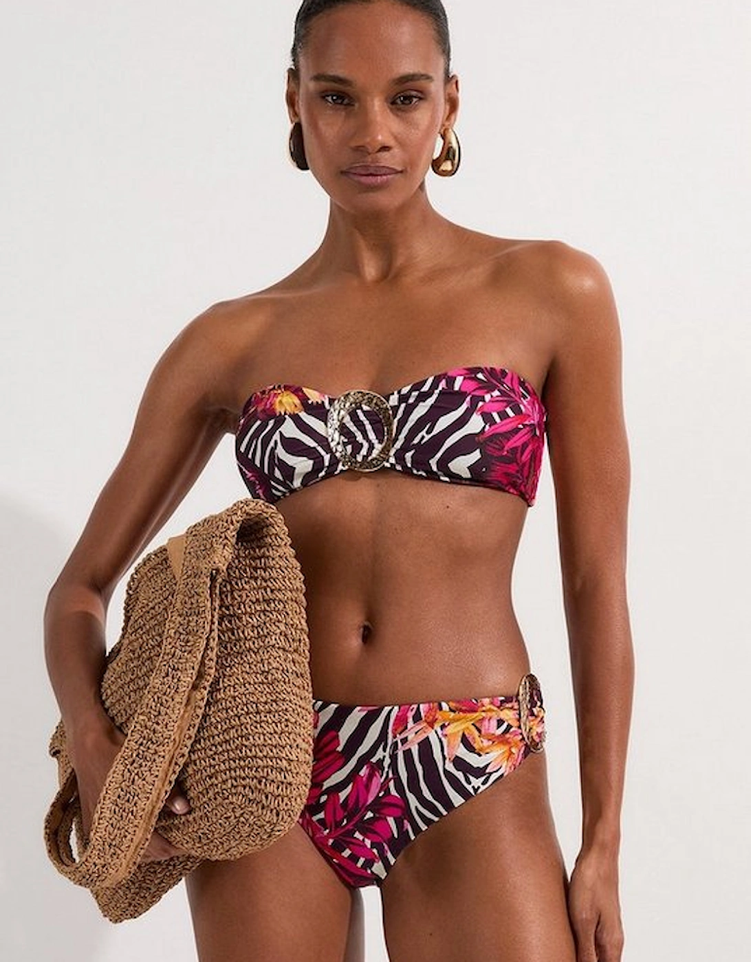 Slinky Bandeau Trim Detail Bikini Top