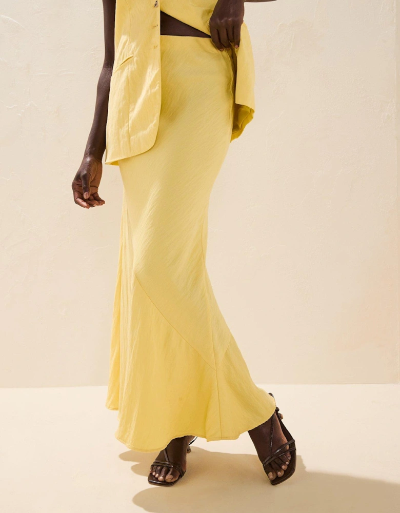 High Rise Midi Skirt - Yellow