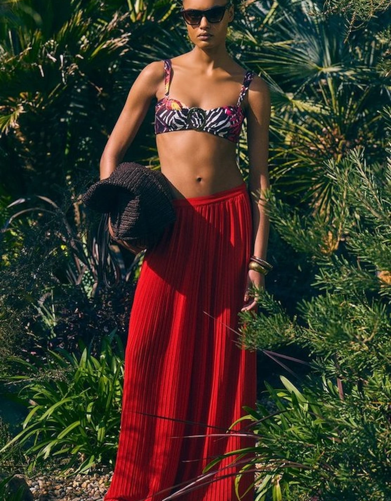 Pleated Woven Wide Leg Trousers