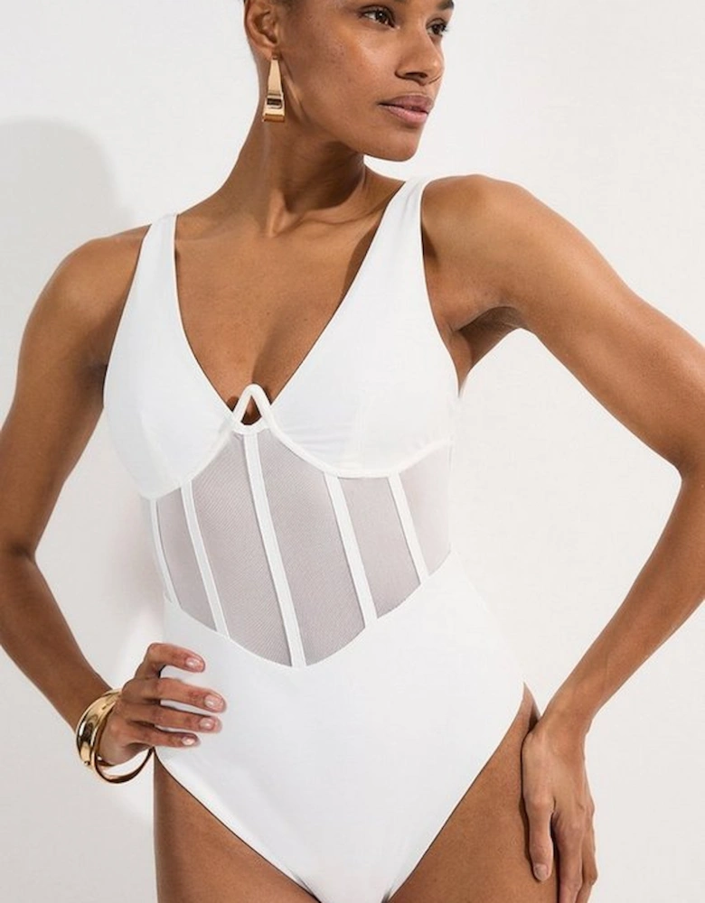 Tall Panelled Mesh Cup Detail Swimsuit