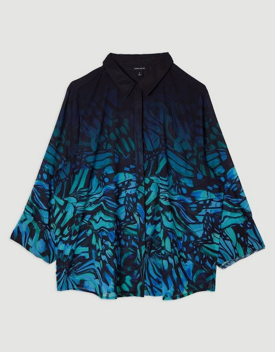 Plus Size Ombre Butterfly Georgette Beach Shirt