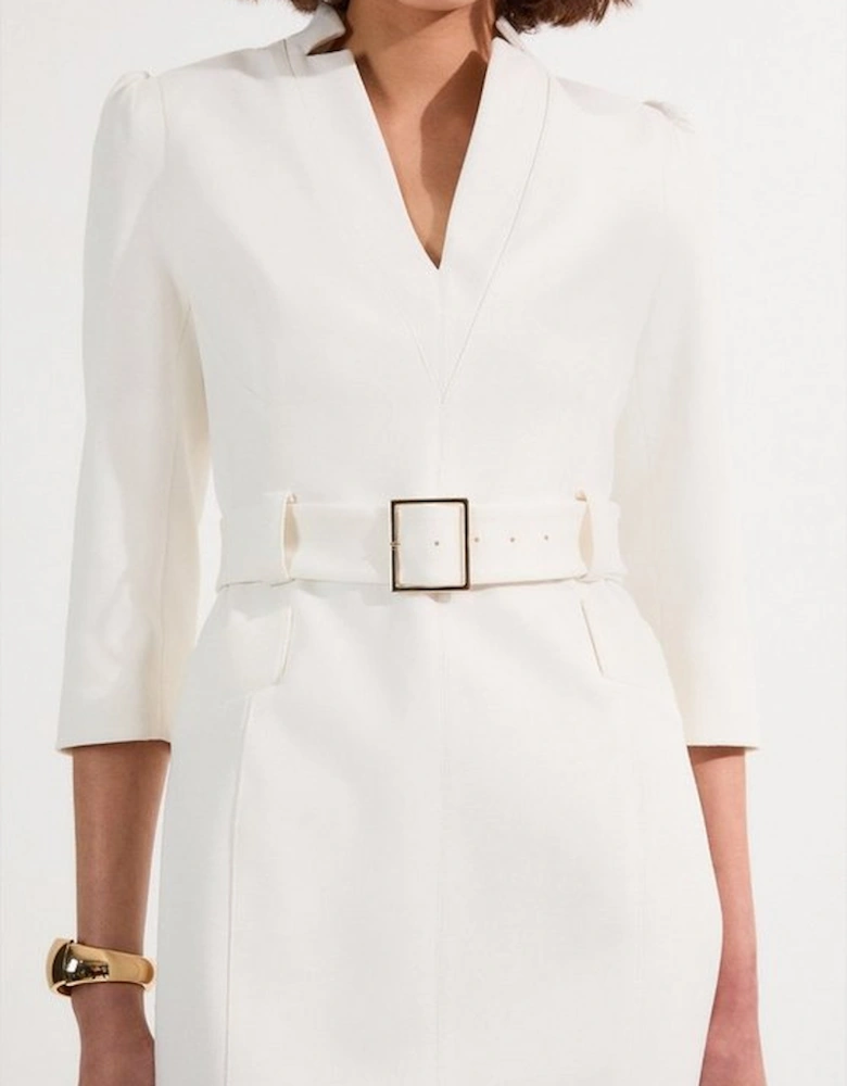 Structured Crepe Belted Forever Midi Dress