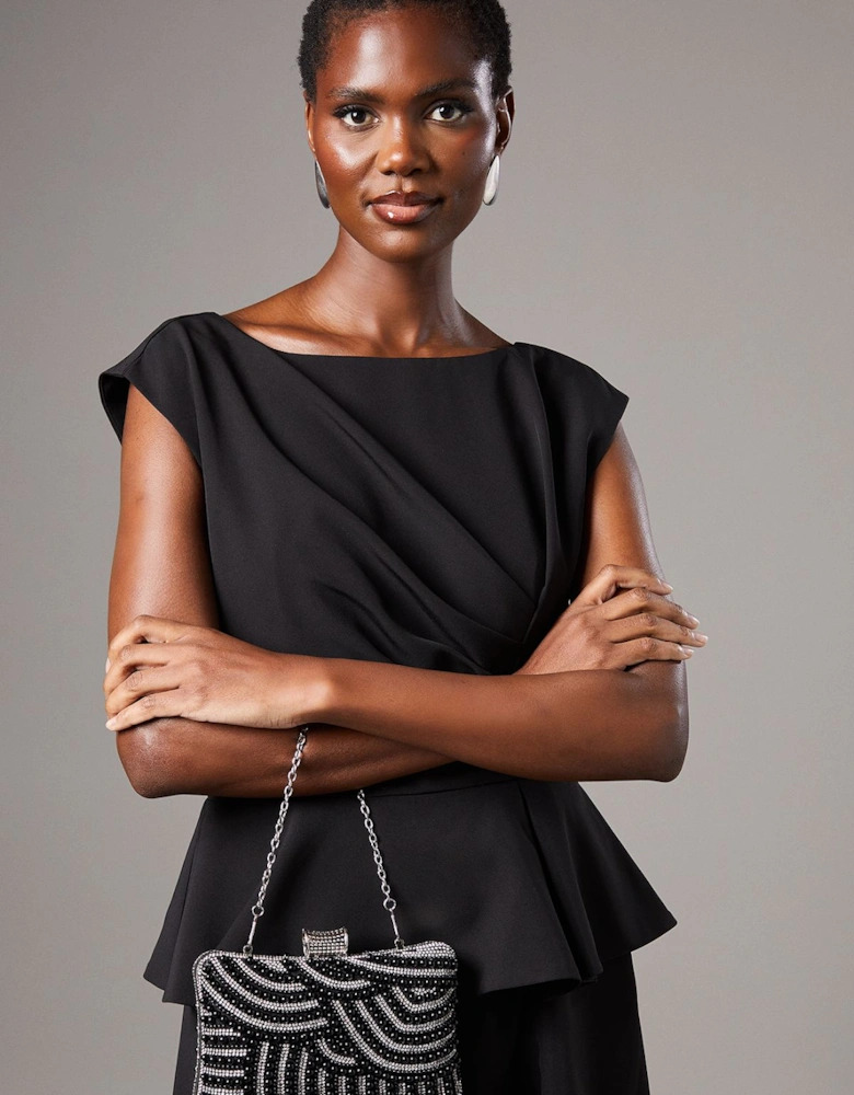 Milan Pearl Detail Hard Clutch Bag