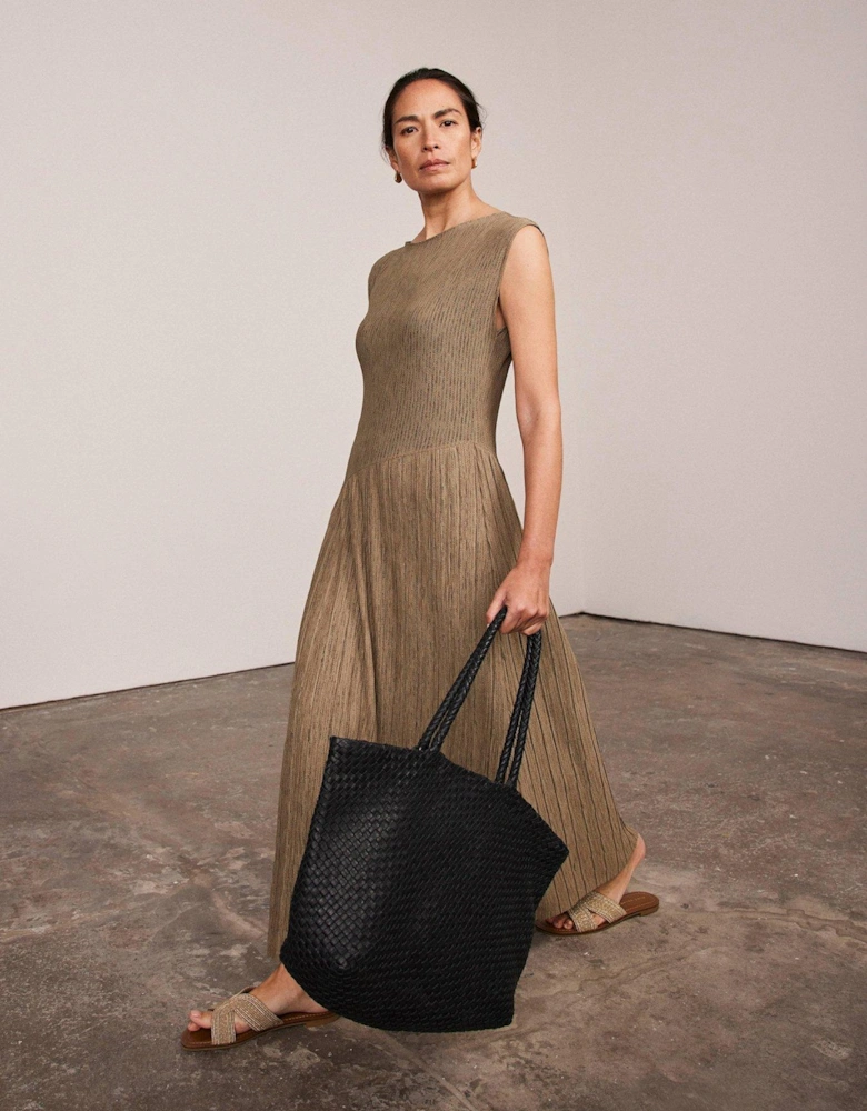 Pleated Skirt Jersey Dress