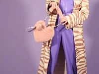 Zebra Trench Coat in Mocha and Cream