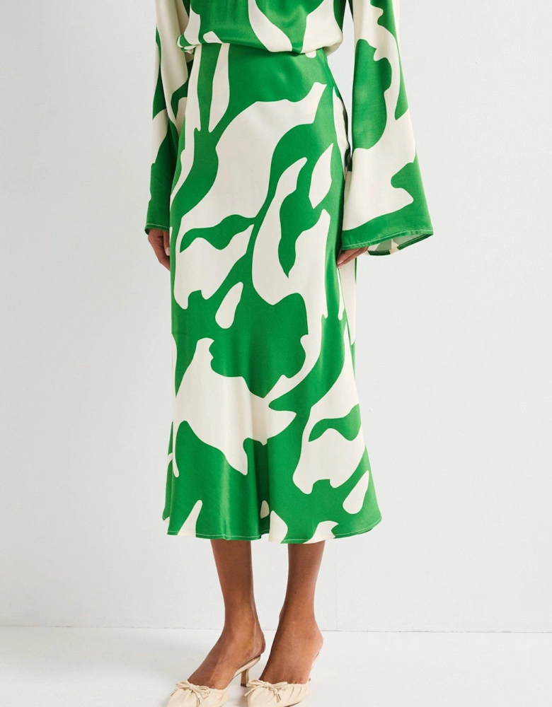 Printed Midi Skirt - Green