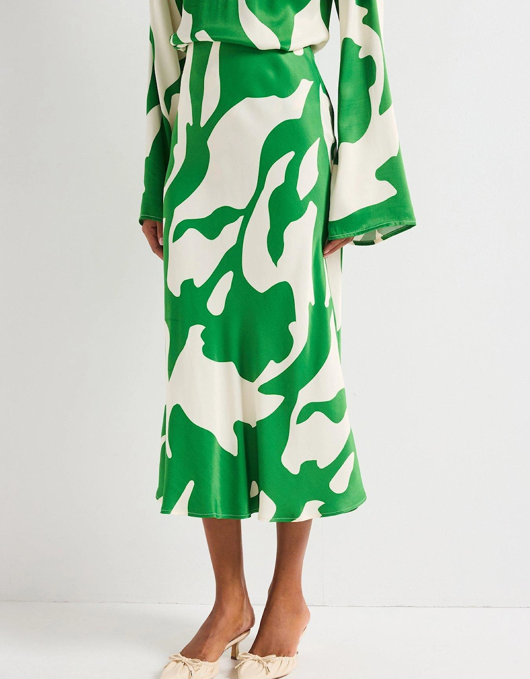 Printed Midi Skirt - Green, 2 of 1