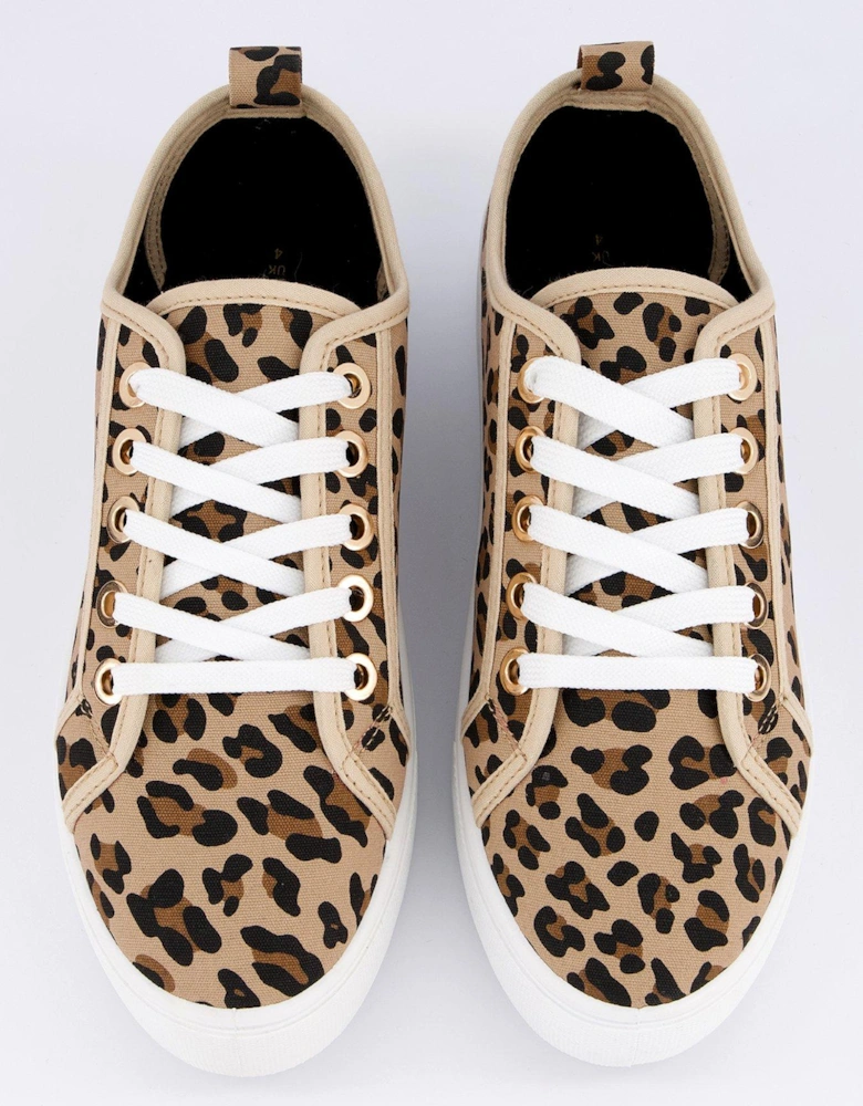 Standard Canvas Lace Up Platform Trainers - Brown