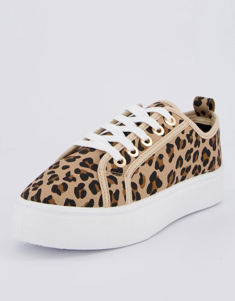 Standard Canvas Lace Up Platform Trainers - Brown