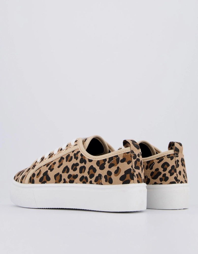 Standard Canvas Lace Up Platform Trainers - Brown