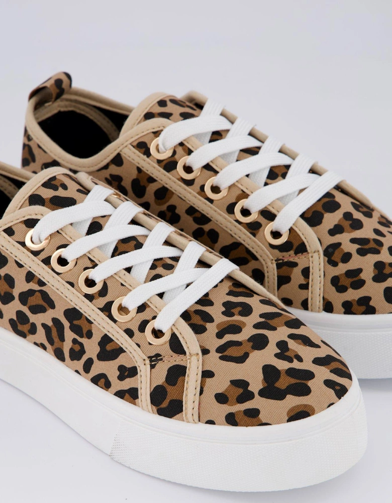 Standard Canvas Lace Up Platform Trainers - Brown