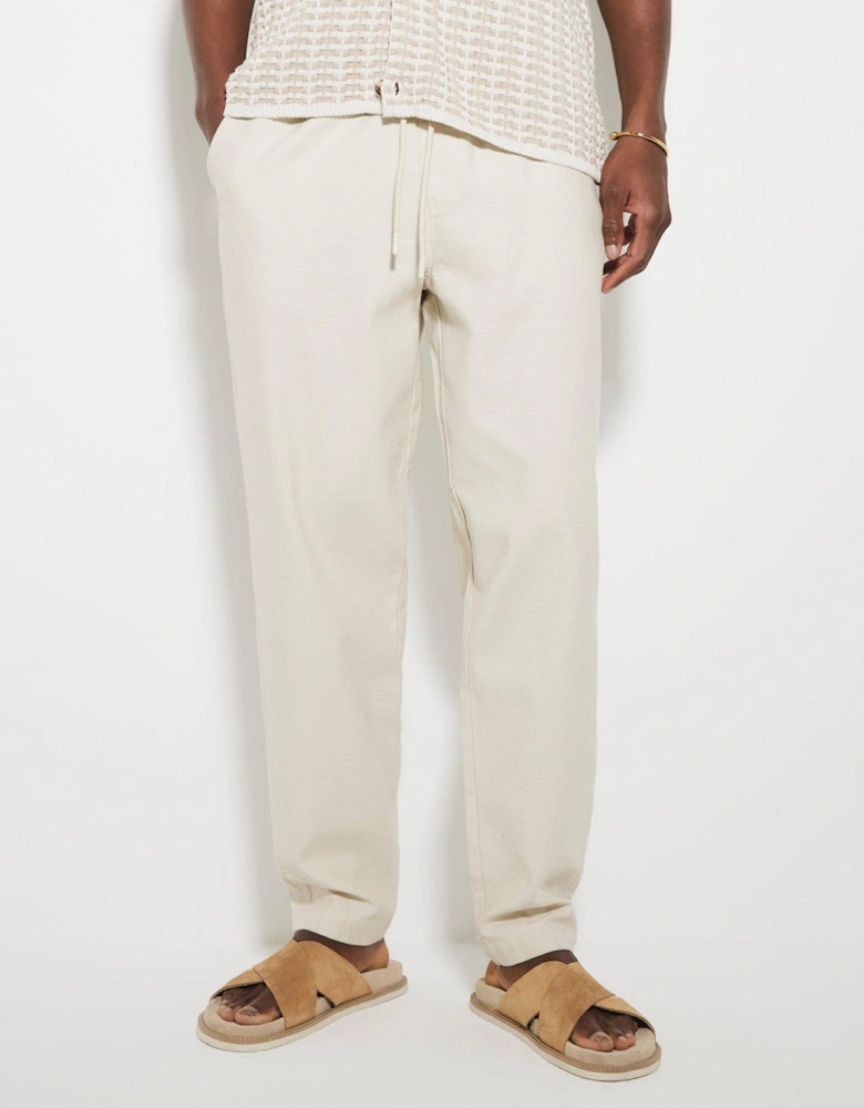 Beige Pull On Trousers