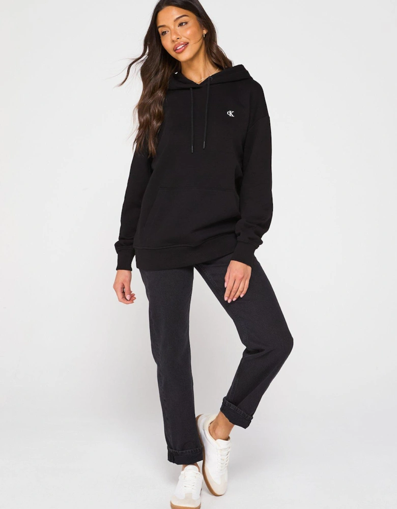 Script Logo Back Oversized Hoodie - Black