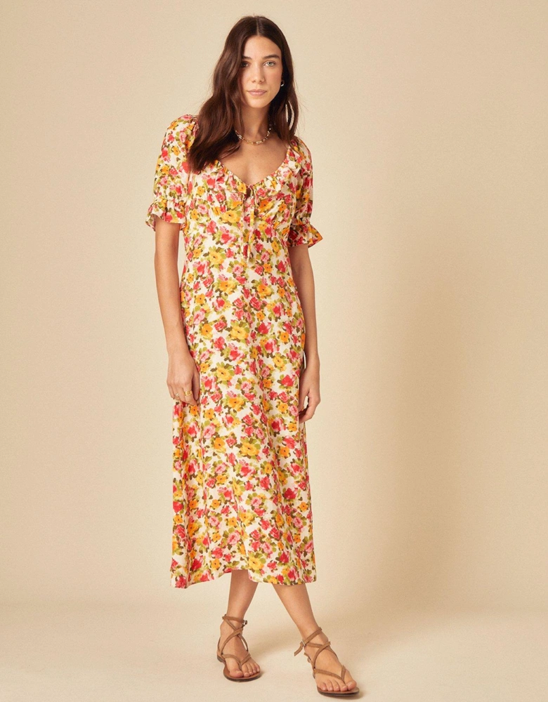 Rye Floral Midi Dress - Orange