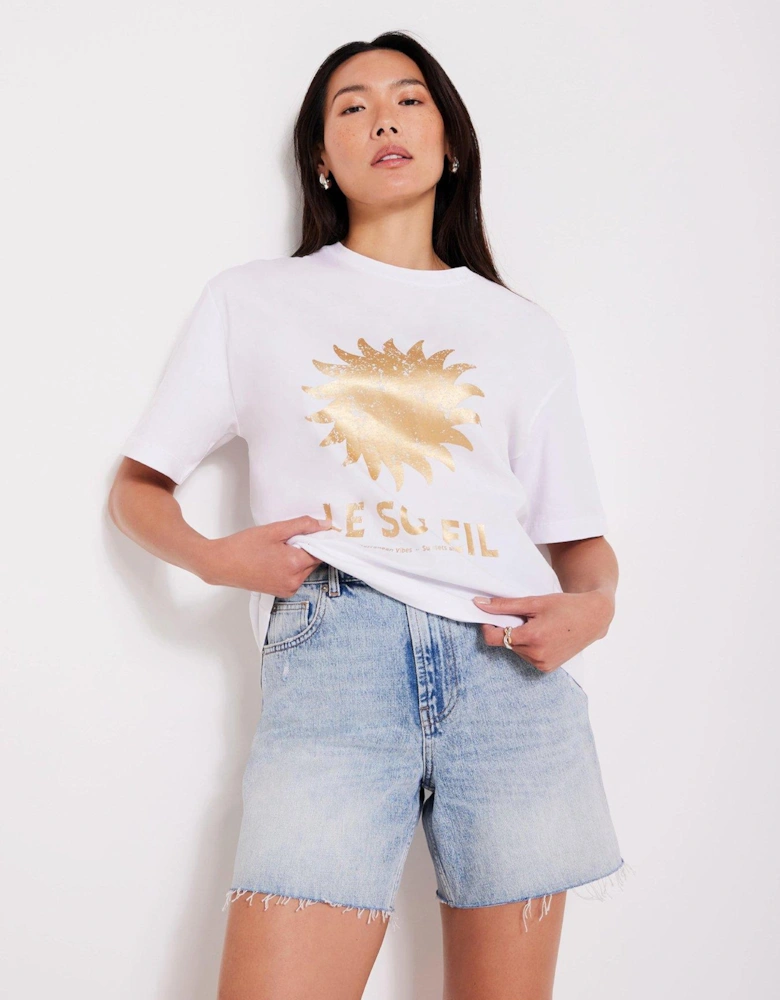 Foil Soleil T-Shirt - Ivory Gold