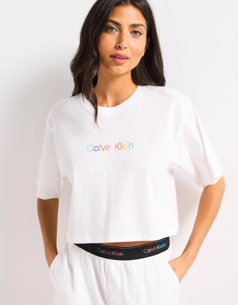 Pride Cotton Boxy Crop Top - White