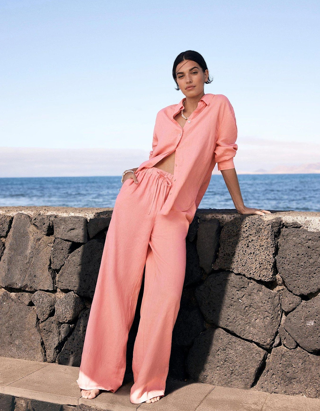 Linen Long Sleeve Shirt - Pink, 2 of 1