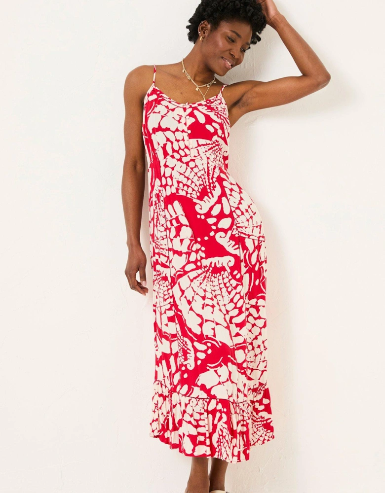 Mae Shell Print Dress - Red