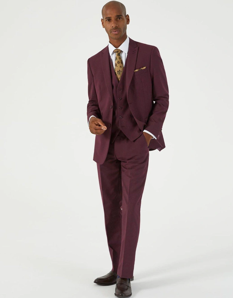 Madrid Tailored Fit Suit Trousers - Dark Red