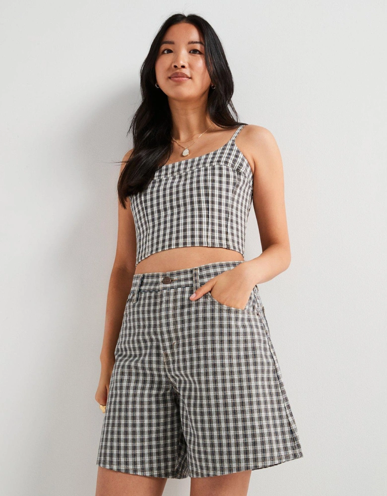 Jadine Denim Cami - Milo Mini Plaid Egret