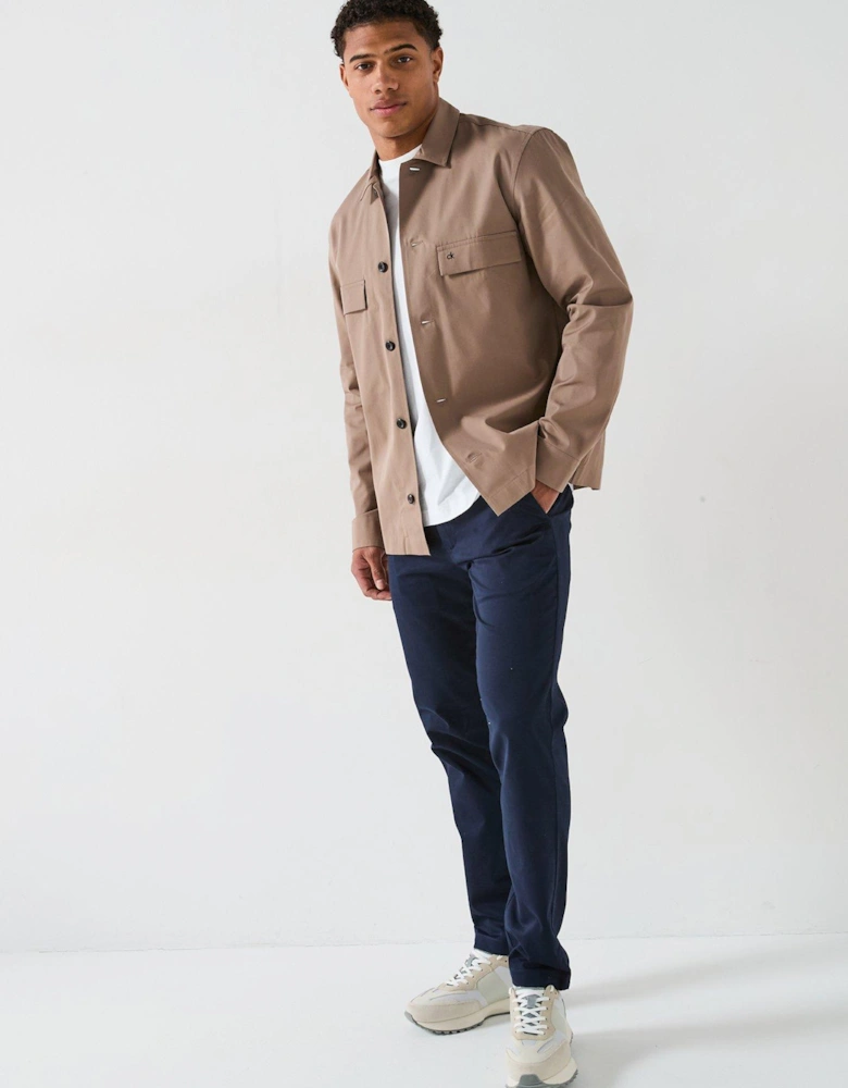 Cottom Blend Logo Overshirt - Light Brown