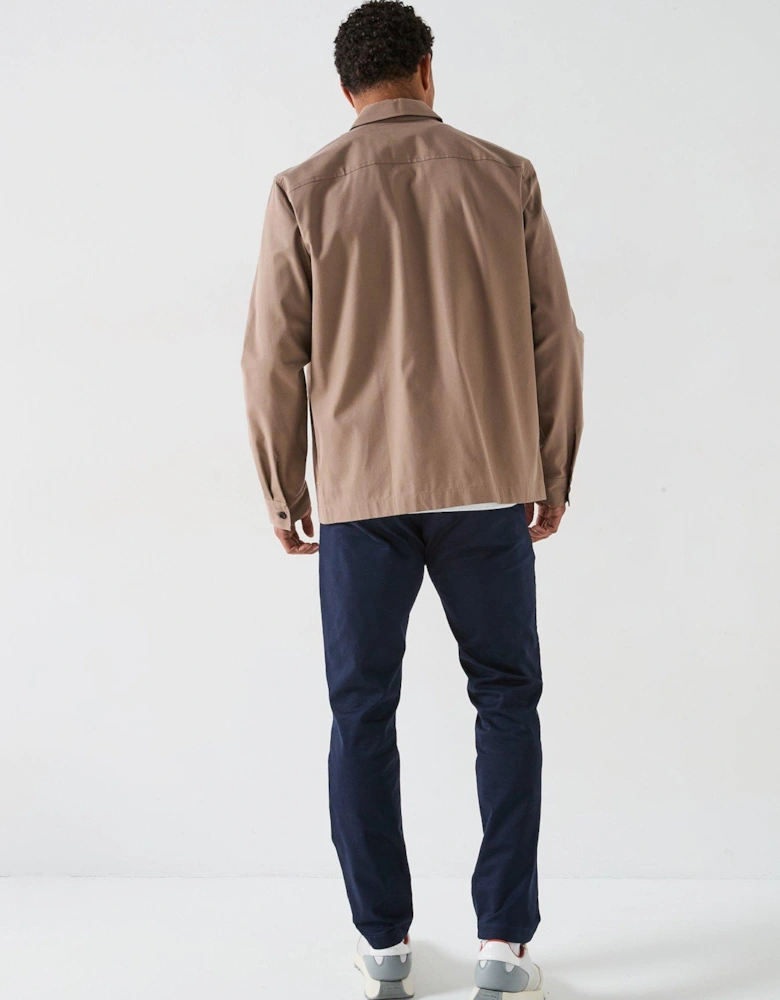Cottom Blend Logo Overshirt - Light Brown