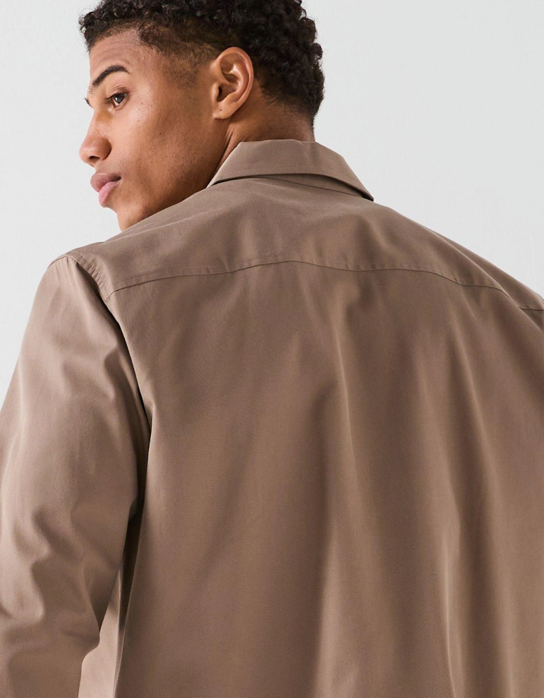 Cottom Blend Logo Overshirt - Light Brown