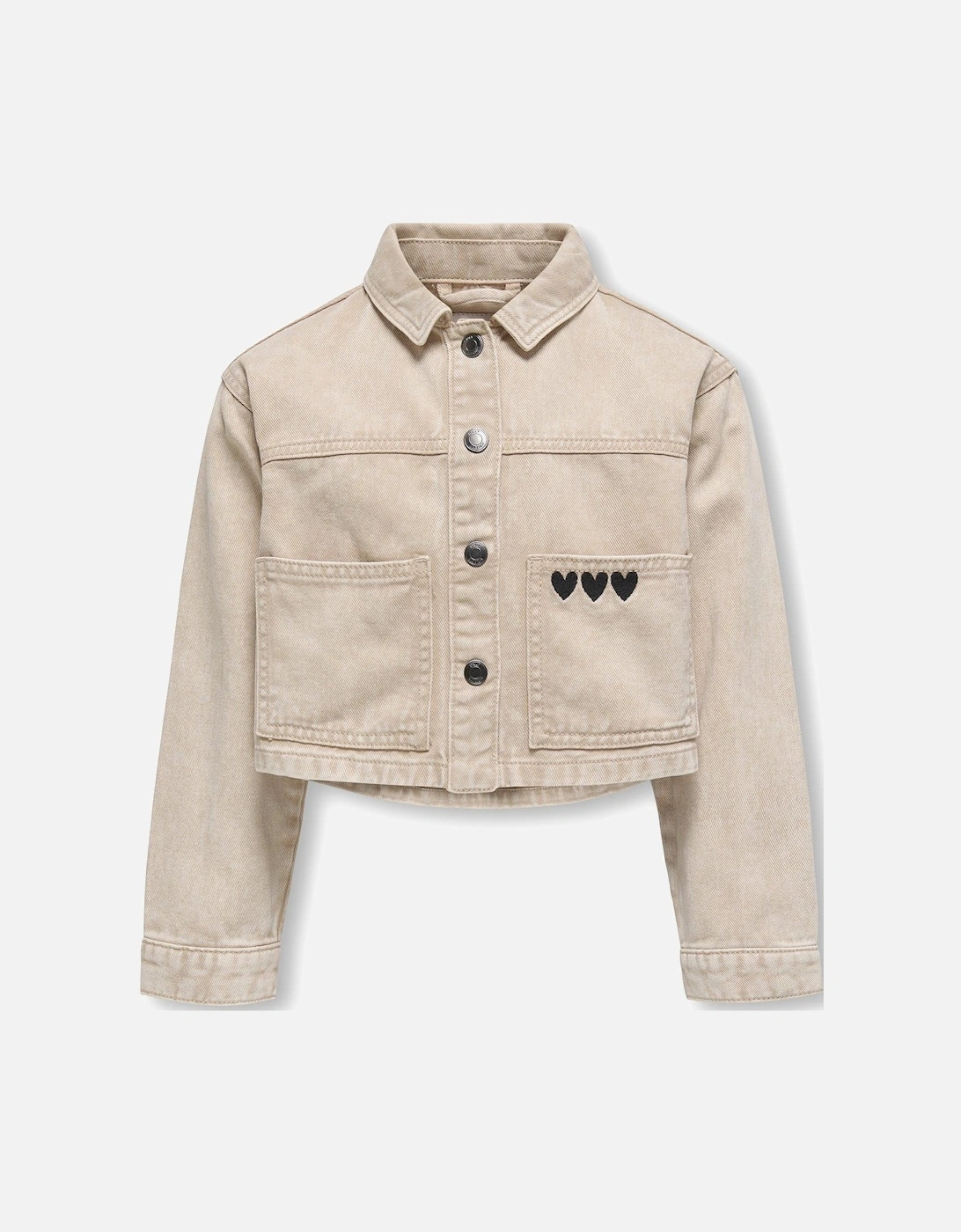 Girls Heart Washed Denim Jacket - Feather Gray, 2 of 1