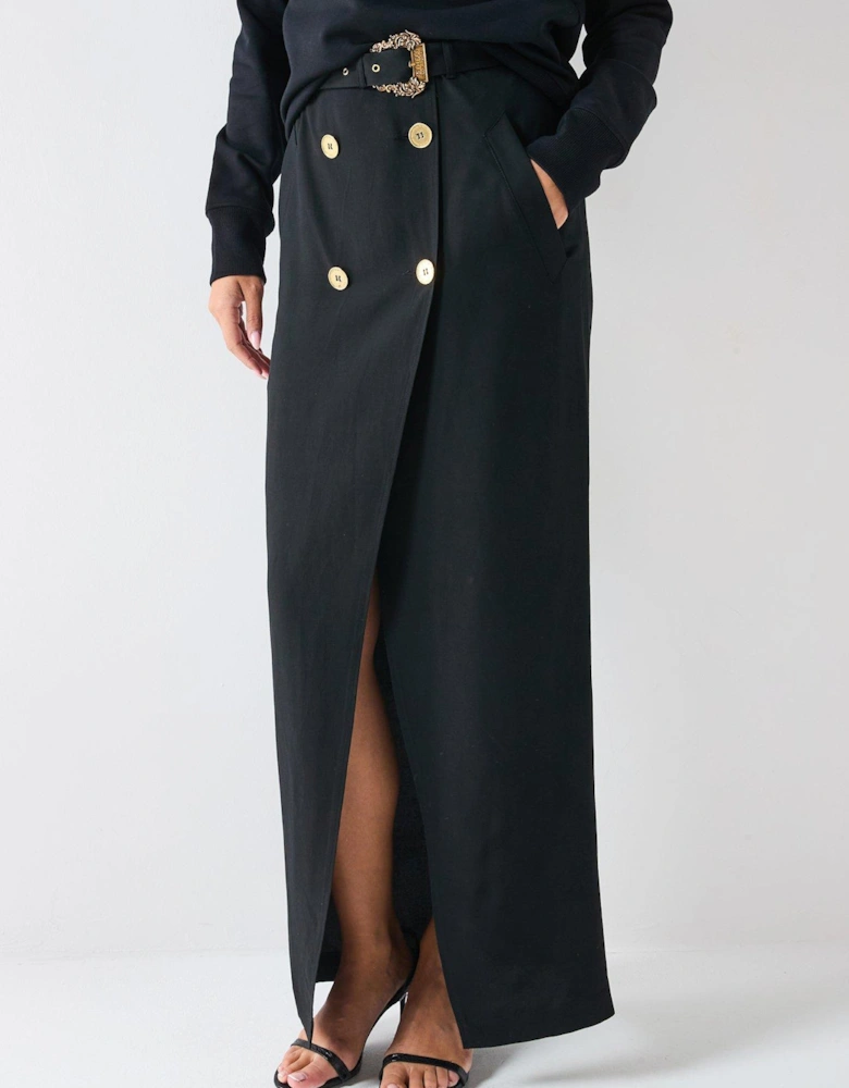 Buckle Trench Pencil Skirt
