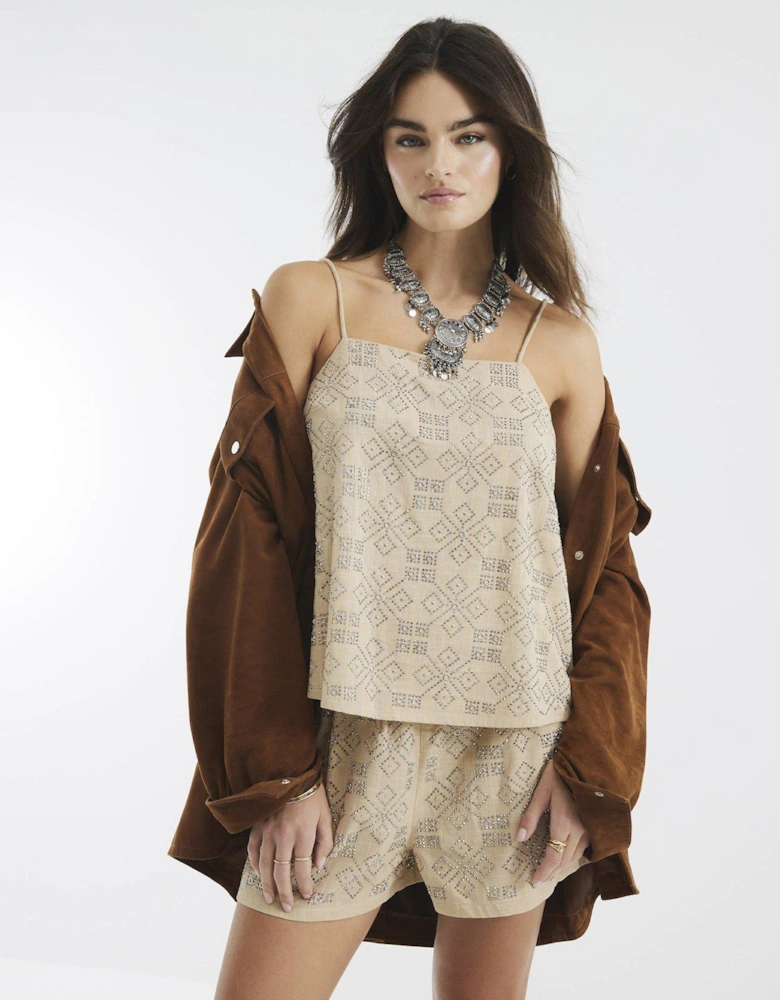 Sleeveless Embellished Cami Top