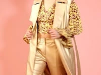 Gold Faux Suede Metallic Maxi Gilet