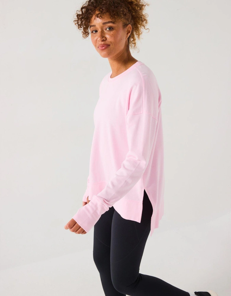 Womens Training After Class Longline Sweatshirt - Pink