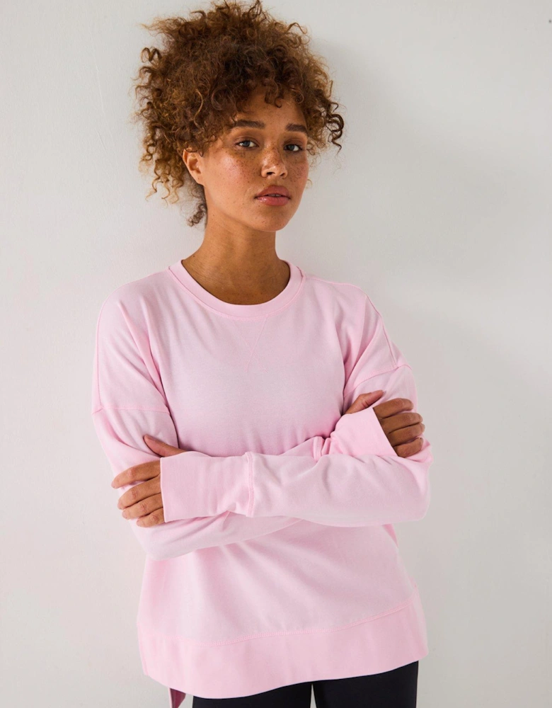 Womens Training After Class Longline Sweatshirt - Pink