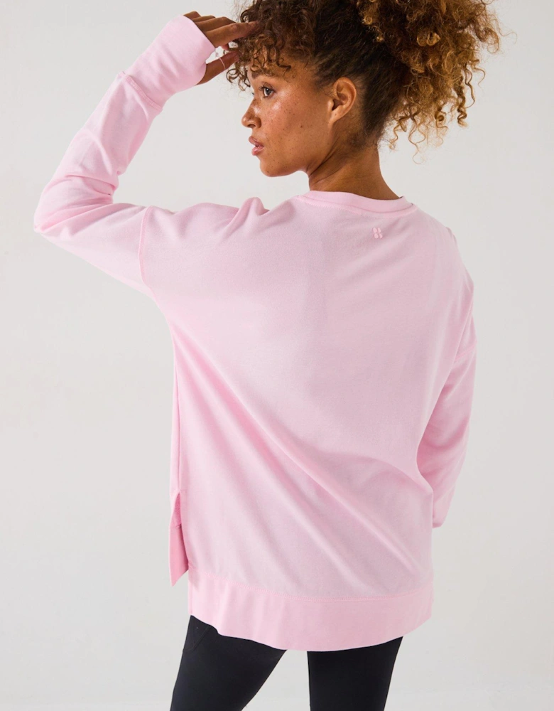 Womens Training After Class Longline Sweatshirt - Pink
