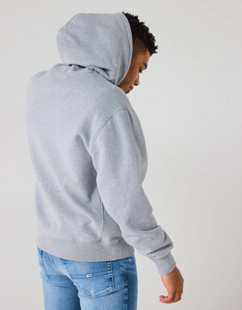 Melange Large Chest Flag Hoodie - Grey