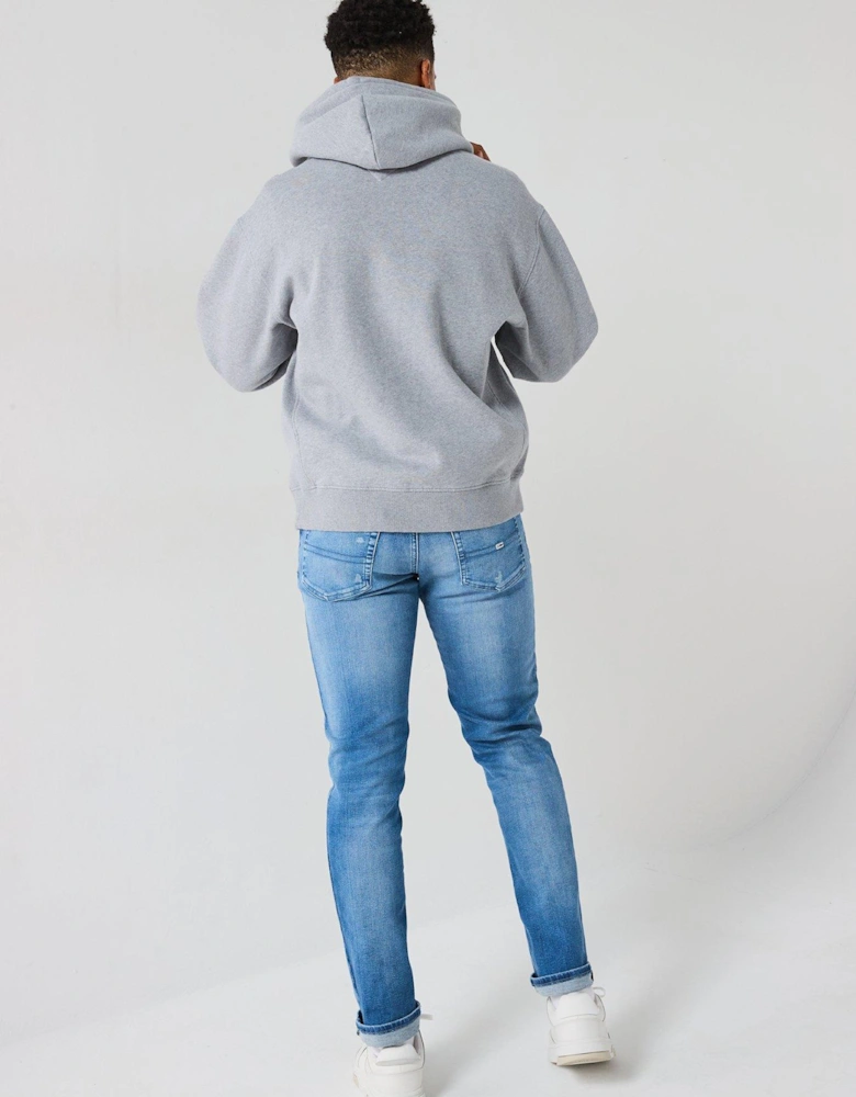 Melange Large Chest Flag Hoodie - Grey