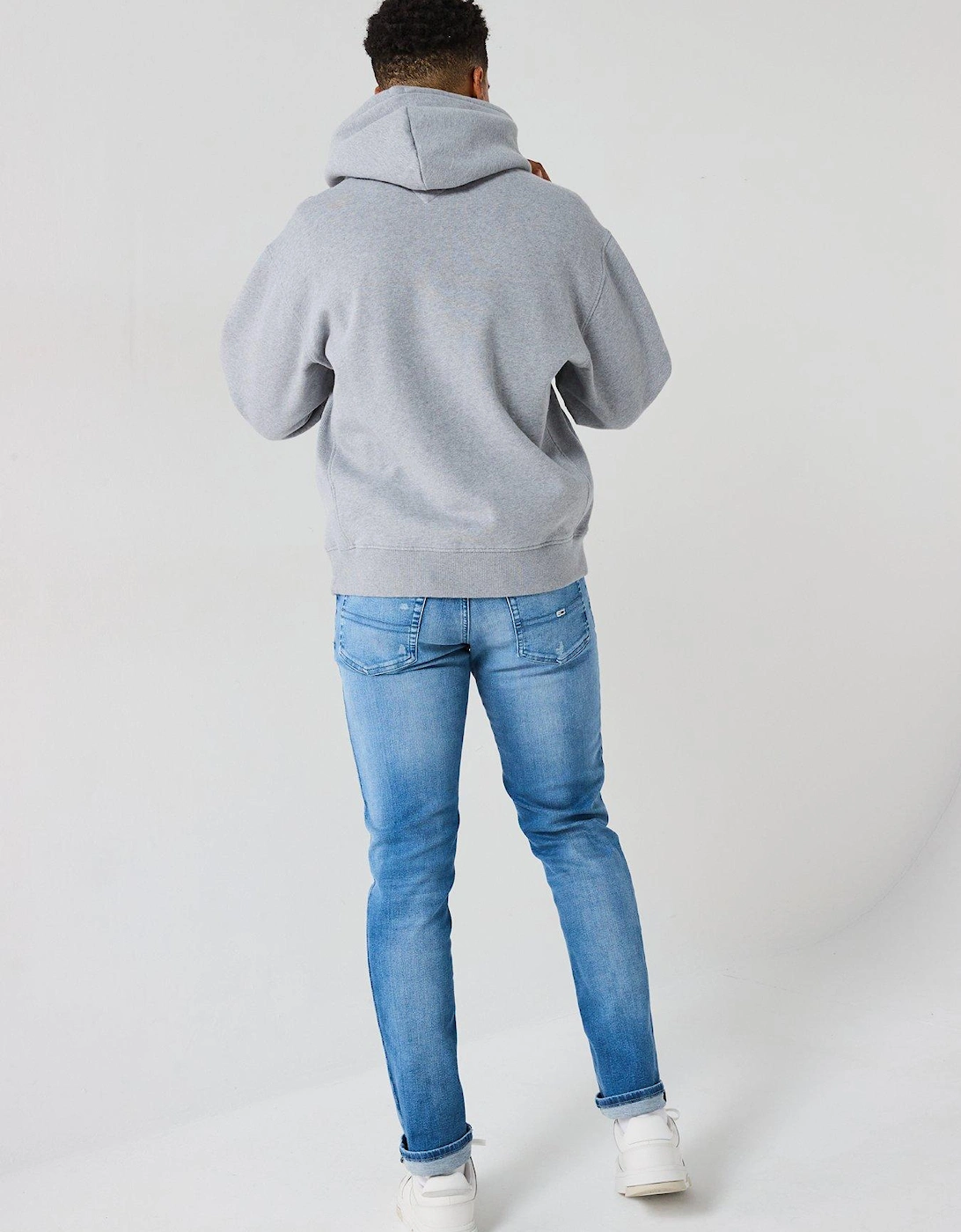 Melange Large Chest Flag Hoodie - Grey