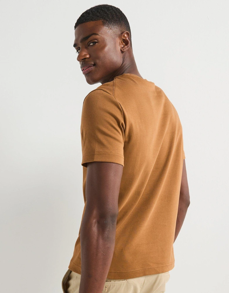 Textured Embroidered T-Shirt - Brown