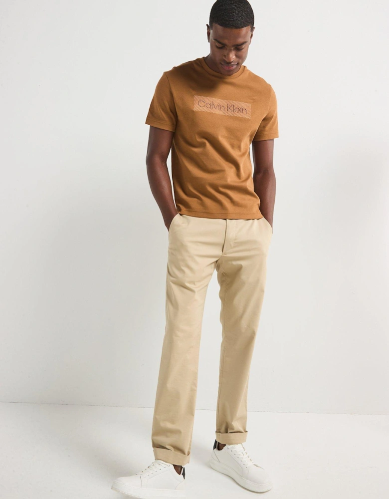 Textured Embroidered T-Shirt - Brown