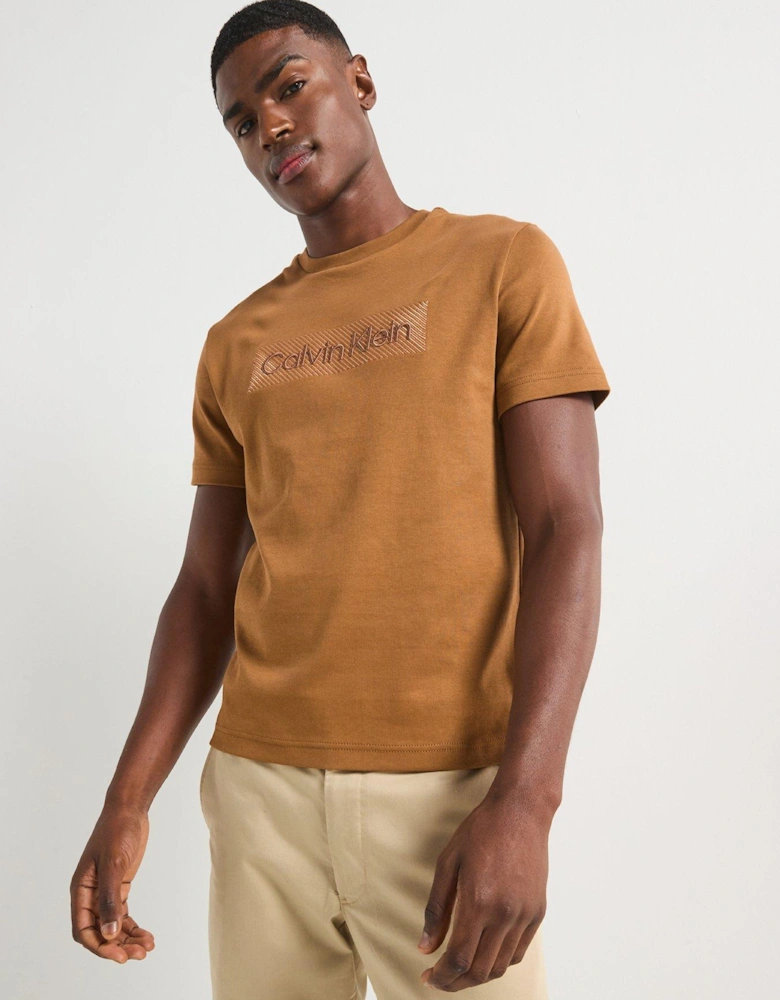 Textured Embroidered T-Shirt - Brown